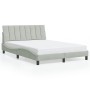 Bed frame with light gray velvet and LED lights 140x190 cm by , Beds and slatted bases - Ref: Foro24-3213775, Price: 205,45 €...