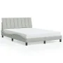 Bed frame with light gray velvet and LED lights 140x190 cm by , Beds and slatted bases - Ref: Foro24-3213775, Price: 206,61 €...