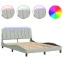 Bed frame with light gray velvet and LED lights 140x190 cm by , Beds and slatted bases - Ref: Foro24-3213775, Price: 206,61 €...