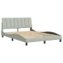 Bed frame with light gray velvet and LED lights 140x190 cm by , Beds and slatted bases - Ref: Foro24-3213775, Price: 206,61 €...