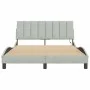Bed frame with light gray velvet and LED lights 140x190 cm by , Beds and slatted bases - Ref: Foro24-3213775, Price: 206,61 €...