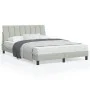 Bed frame with light gray velvet headboard 140x190cm by , Beds and slatted bases - Ref: Foro24-3207843, Price: 198,08 €, Disc...