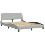 Bed frame with light gray velvet headboard 140x190cm by , Beds and slatted bases - Ref: Foro24-3207843, Price: 198,08 €, Disc...