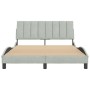 Bed frame with light gray velvet headboard 140x190cm by , Beds and slatted bases - Ref: Foro24-3207843, Price: 201,08 €, Disc...