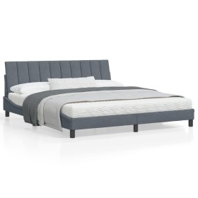 Bed frame with dark gray velvet headboard 180x200 cm by , Beds and slatted bases - Ref: Foro24-3207862, Price: 259,13 €, Disc...