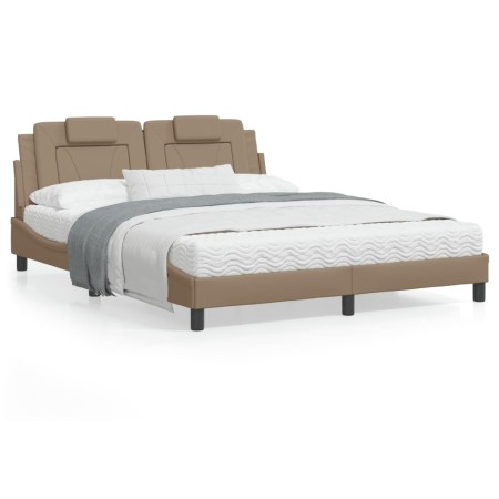 Estructura de cama cabecero cuero sintético capuchino 160x200cm de , Camas y somieres - Ref: Foro24-3208107, Precio: 222,91 €...