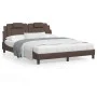 Estructura de cama cabecero cuero sintético marrón 160x200 cm de , Camas y somieres - Ref: Foro24-3208105, Precio: 232,20 €, ...