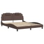 Estructura de cama cabecero cuero sintético marrón 160x200 cm de , Camas y somieres - Ref: Foro24-3208105, Precio: 236,51 €, ...