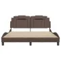 Estructura de cama cabecero cuero sintético marrón 160x200 cm de , Camas y somieres - Ref: Foro24-3208105, Precio: 232,20 €, ...