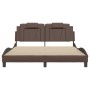 Estructura de cama cabecero cuero sintético marrón 160x200 cm de , Camas y somieres - Ref: Foro24-3208105, Precio: 236,51 €, ...