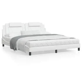 Bed frame with white synthetic leather headboard 180x200 cm by , Beds and slatted bases - Ref: Foro24-3208111, Price: 251,24 ...