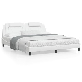 Estructura de cama cabecero cuero sintético blanco 180x200 cm de , Camas y somieres - Ref: Foro24-3208111, Precio: 255,37 €, ...