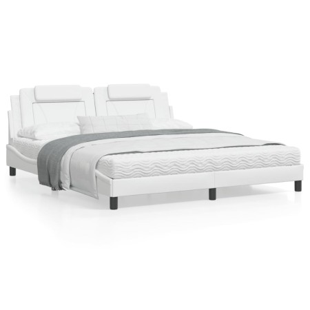 Bed frame with white synthetic leather headboard 180x200 cm by , Beds and slatted bases - Ref: Foro24-3208111, Price: 255,37 ...