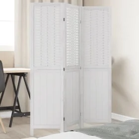 Biombo separador de 3 paneles madera maciza Paulownia blanco by , Room dividers - Ref: Foro24-358717, Price: 83,02 €, Discoun...