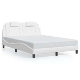 Bed frame with LED lights in white synthetic leather 140x190 cm by , Beds and slatted bases - Ref: Foro24-3214016, Price: 232...