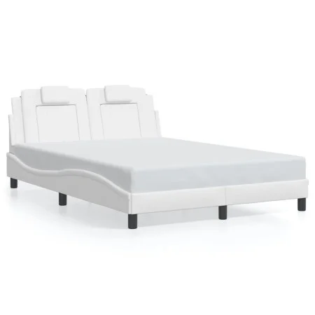 Bed frame with LED lights in white synthetic leather 140x190 cm by , Beds and slatted bases - Ref: Foro24-3214016, Price: 237...