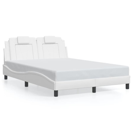 Estructura cama con luces LED cuero sintético blanco 140x190 cm de , Camas y somieres - Ref: Foro24-3214016, Precio: 228,35 €