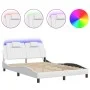 Bed frame with LED lights in white synthetic leather 140x190 cm by , Beds and slatted bases - Ref: Foro24-3214016, Price: 237...