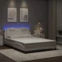 Estructura cama con luces LED cuero sintético blanco 140x190 cm de , Camas y somieres - Ref: Foro24-3214016, Precio: 233,28 €...