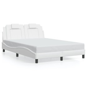 Estructura cama con luces LED cuero sintético blanco 140x200 cm de , Camas y somieres - Ref: Foro24-3214023, Precio: 232,78 €...