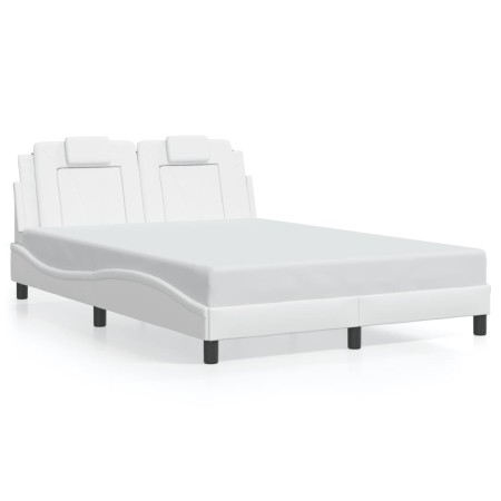 Bed frame with LED lights in white synthetic leather 140x200 cm by , Beds and slatted bases - Ref: Foro24-3214023, Price: 228...