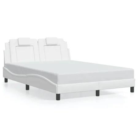 Estructura cama con luces LED cuero sintético blanco 140x200 cm de , Camas y somieres - Ref: Foro24-3214023, Precio: 228,04 €...