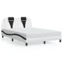 Estructura cama con LED cuero sintético blanco negro 140x200 cm de , Camas y somieres - Ref: Foro24-3214028, Precio: 237,35 €...