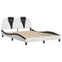 Estructura cama con LED cuero sintético blanco negro 140x200 cm de , Camas y somieres - Ref: Foro24-3214028, Precio: 237,14 €...