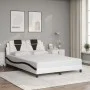 Bed frame with LED lights, white and black synthetic leather, 140x200 cm. by , Beds and slatted bases - Ref: Foro24-3214028, ...