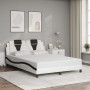 Estructura cama con LED cuero sintético blanco negro 140x200 cm de , Camas y somieres - Ref: Foro24-3214028, Precio: 237,14 €...