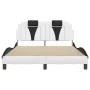 Bed frame with LED lights, white and black synthetic leather, 140x200 cm. by , Beds and slatted bases - Ref: Foro24-3214028, ...