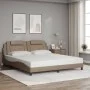 Bed frame with LED lights, PE leather, cappuccino color, 180x200 cm. by , Beds and slatted bases - Ref: Foro24-3214040, Price...