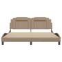 Estructura de cama con luces LED cuero PE capuchino 180x200 cm de , Camas y somieres - Ref: Foro24-3214040, Precio: 220,26 €