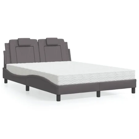 Cama con colchón cuero sintético gris 140x200 cm de , Camas y somieres - Ref: Foro24-3208799, Precio: 380,51 €, Descuento: %