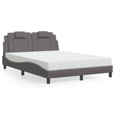 Cama con colchón cuero sintético gris 140x200 cm de , Camas y somieres - Ref: Foro24-3208799, Precio: 386,73 €, Descuento: %