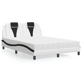 Bett mit weiß-schwarzem Kunstleder-Matratze 140x200 cm von , Betten und Lattenroste - Ref: Foro24-3208802, Preis: 433,87 €, R...