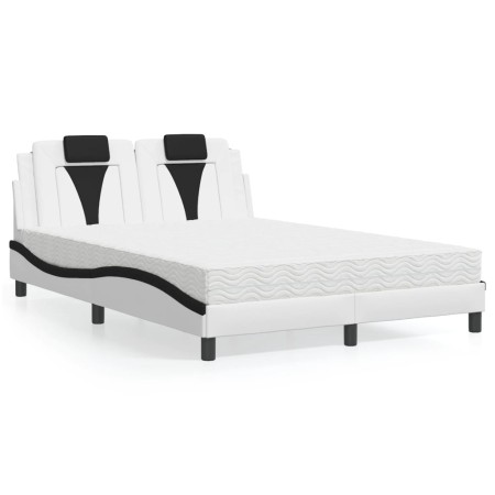 Bett mit weiß-schwarzem Kunstleder-Matratze 140x200 cm von , Betten und Lattenroste - Ref: Foro24-3208802, Preis: 433,87 €, R...