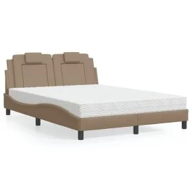 Bed with synthetic leather mattress cappuccino 140x200 cm by , Beds and slatted bases - Ref: Foro24-3208800, Price: 414,50 €,...