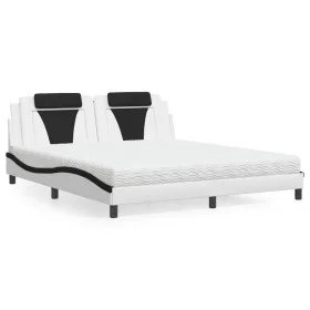 Bed with white and black synthetic leather mattress 180x200 cm by , Beds and slatted bases - Ref: Foro24-3208816, Price: 452,...