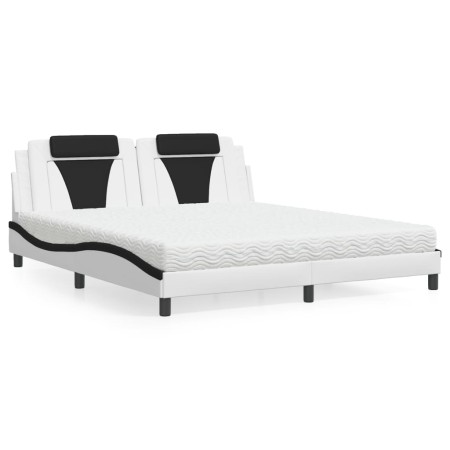 Bett mit weiß-schwarzem Kunstleder-Matratze 180x200 cm von , Betten und Lattenroste - Ref: Foro24-3208816, Preis: 459,59 €, R...