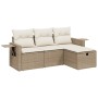 Gartensitzgruppe mit 4-teiligen Sofas und Kissen aus synthetischem Rattan in Beige. von , Gartensets - Ref: Foro24-3263754, P...
