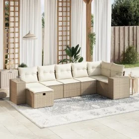 Set sofás de jardín 7 piezas y cojines ratán sintético beige by , Garden sets - Ref: Foro24-3264454, Price: 498,05 €, Discoun...
