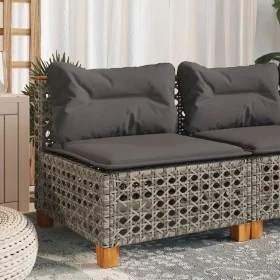 Gartensofa ohne Armlehnen mit grauen PE-Rattan-Kissen. von , Outdoor-Sofas - Ref: Foro24-365927, Preis: 95,34 €, Rabatt: %