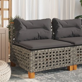 Sofá de jardín sin reposabrazos con cojines ratán PE gris by , Outdoor sofas - Ref: Foro24-365927, Price: 97,49 €, Discount: %