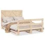 Solid pine wood bed frame with headboard 160x200 cm by , Beds and slatted bases - Ref: Foro24-3281577, Price: 231,46 €, Disco...
