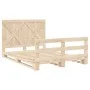 Solid pine wood bed frame with headboard 160x200 cm by , Beds and slatted bases - Ref: Foro24-3281577, Price: 231,46 €, Disco...