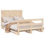 Solid pine wood bed frame with headboard 160x200 cm by , Beds and slatted bases - Ref: Foro24-3281577, Price: 241,83 €, Disco...