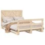Solid pine wood bed frame with headboard 160x200 cm by , Beds and slatted bases - Ref: Foro24-3281577, Price: 231,46 €, Disco...