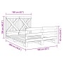 Solid pine wood bed frame with headboard 160x200 cm by , Beds and slatted bases - Ref: Foro24-3281577, Price: 241,83 €, Disco...