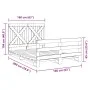 Solid pine wood bed frame with headboard 160x200 cm by , Beds and slatted bases - Ref: Foro24-3281577, Price: 231,46 €, Disco...